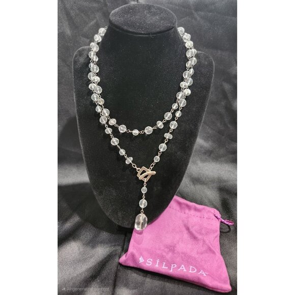 EUC Silpada Sterling Silver Glass Nugget Toggle Necklace N1503-Retired - Picture 1 of 5